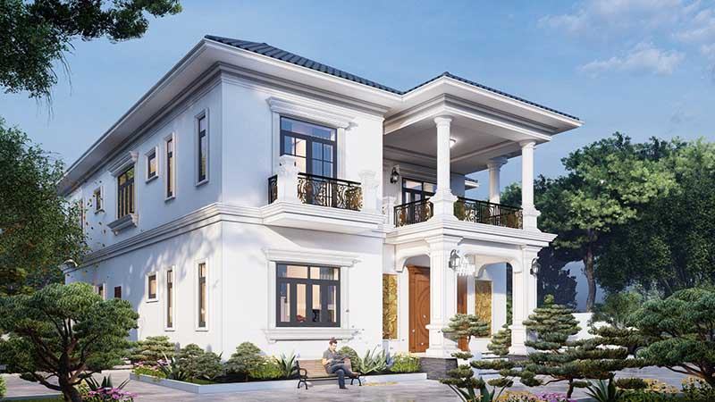 Mẫu biệt thự Tân Cổ Điển 1 trệt 1 lầu mái Nhật tại Tiền Giang