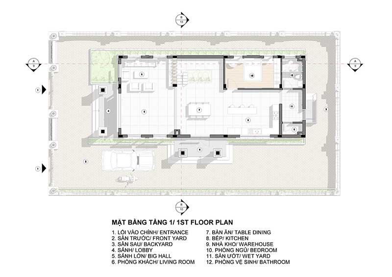 Bản vẽ nhà 1 trệt 1 lầu Tân Cổ Điển ở nông thôn có sân vườn đẹp mắt