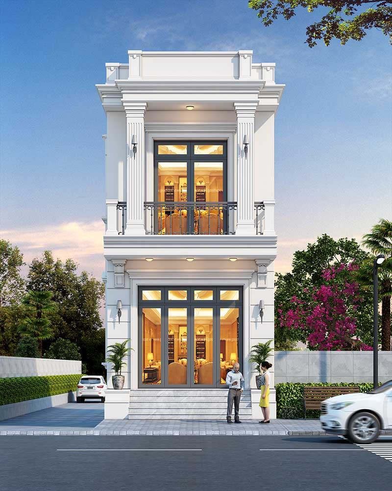 Mẫu nhà phố 1 trệt 1 lầu phong cách Tân Cổ Điển Châu u kinh phí khoảng 650tr