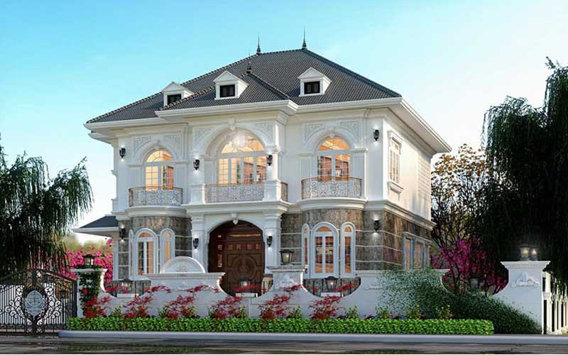 Mẫu thiết kế nhà ống 1 trệt 1 lầu Tân Cổ Điển có gác lửng Nhất Tín