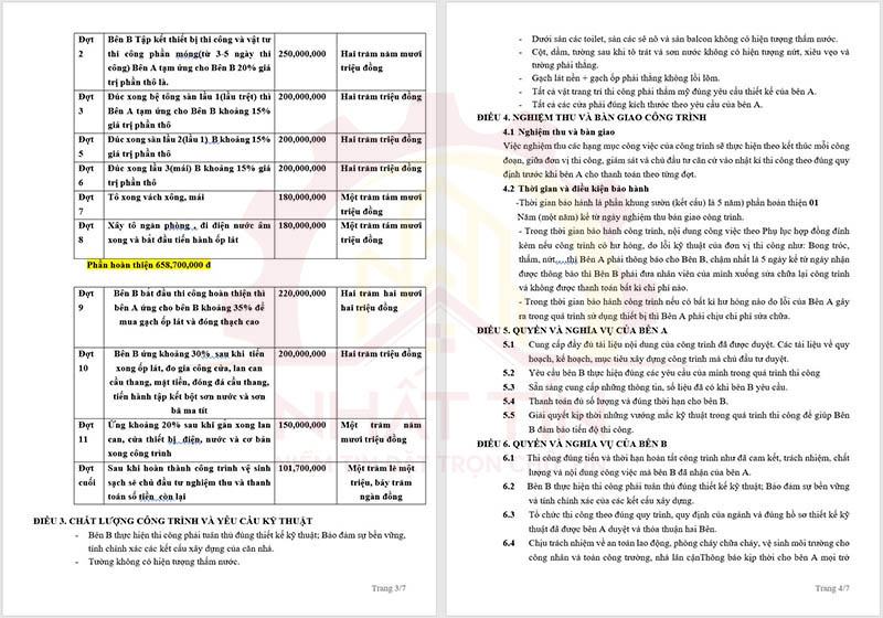 Mẫu hợp đồng xây dựng nhà mới Nhất Tín