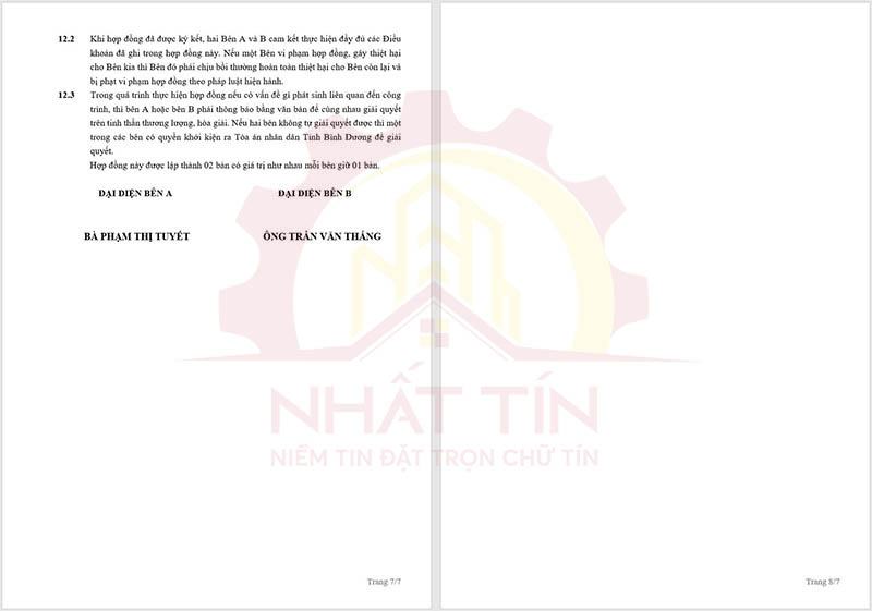 Mẫu hợp đồng xây dựng nhà mới Nhất Tín