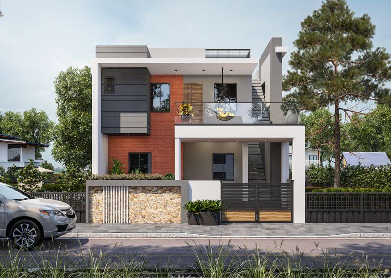 Bản vẽ nhà 2 tầng 8x12m có sân thượng Nhất Tín