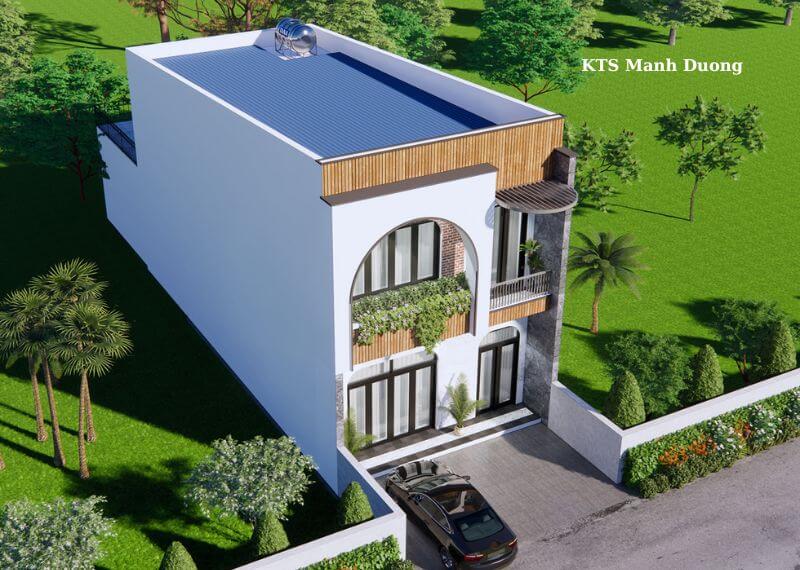 Mẫu Thiết kế nhà 1 trệt 1 lầu 8x12m có gác lửng Nhất Tín
