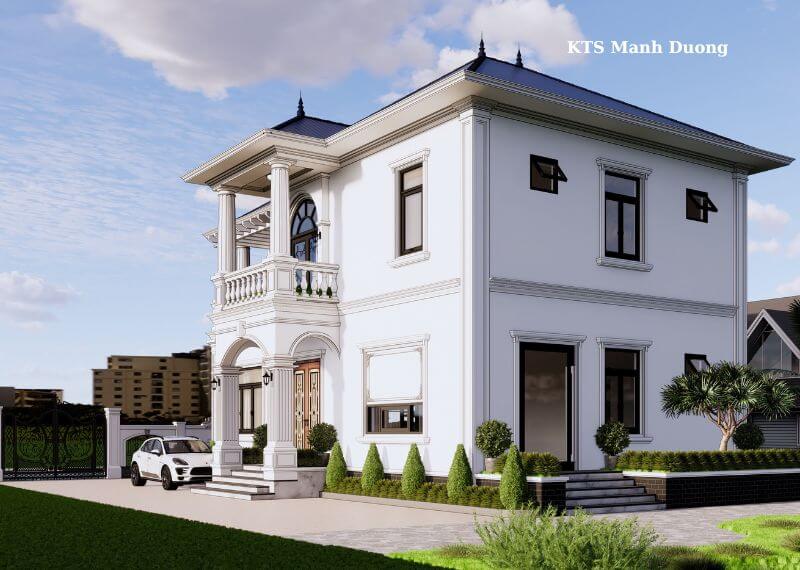Mẫu biệt thự 1 trệt 1 lầu 8x12m có 4 phòng ngủ Nhất Tín