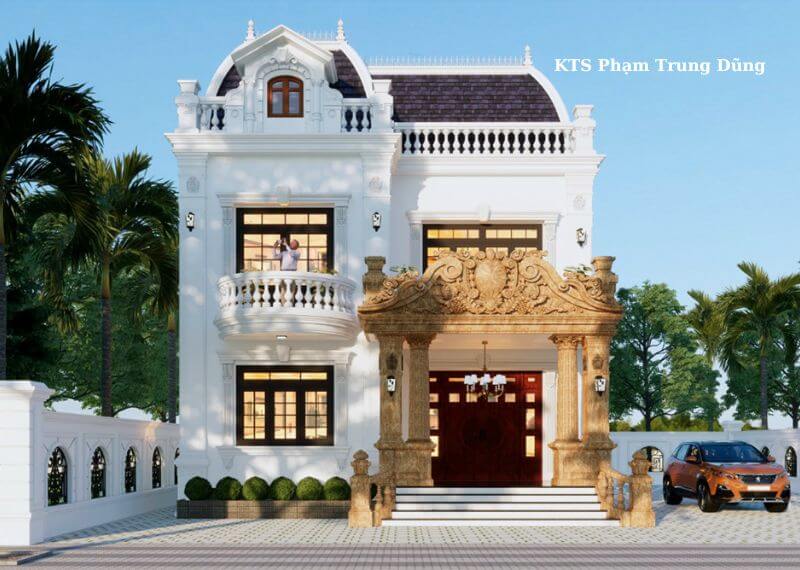 Mẫu nhà 1 trệt 1 lầu 8x12 mái Mansard Nhất Tín