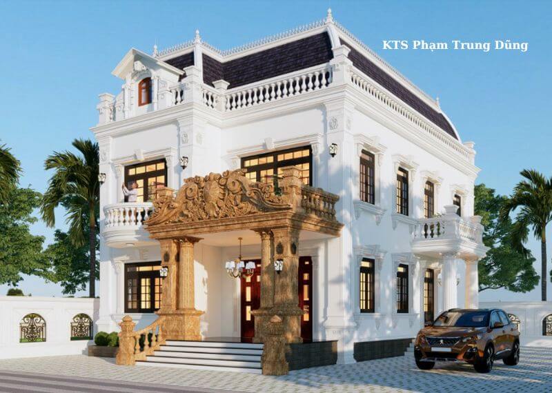 Mẫu nhà 1 trệt 1 lầu 8x12 mái Mansard Nhất Tín