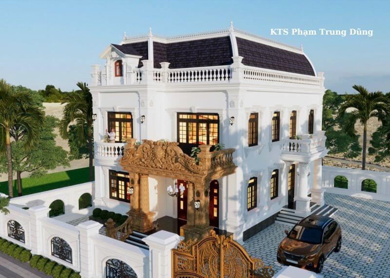 Mẫu nhà 1 trệt 1 lầu 8x12 mái Mansard Nhất Tín
