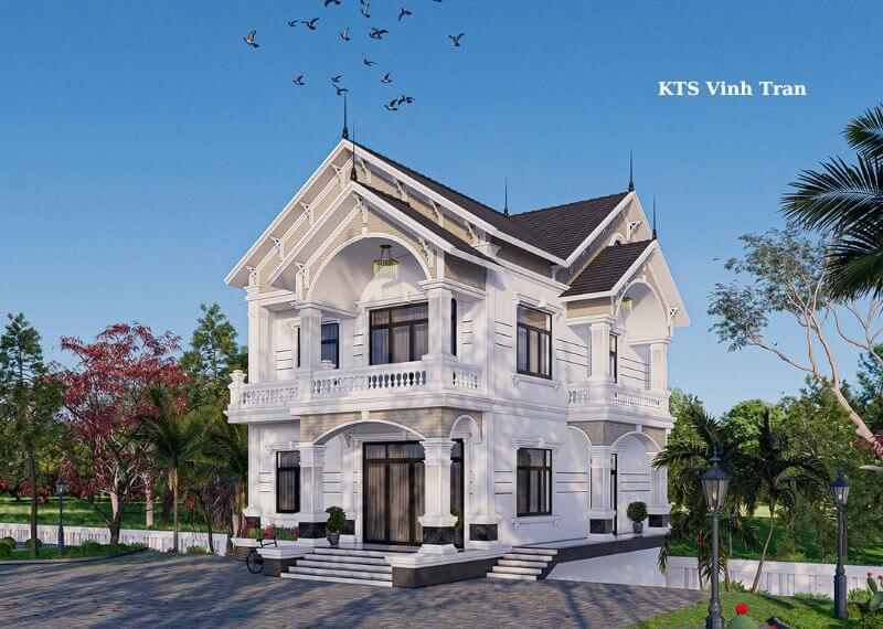 Mẫu nhà 2 tầng mái thái 8x12 Tân Cổ Điển Nhất Tín