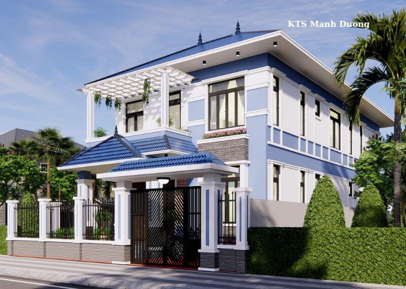 Mẫu nhà 8x12 1 trệt 1 lầu mái Nhật Nhất Tín