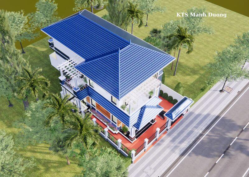 Mẫu nhà 8x12 1 trệt 1 lầu mái Nhật Nhất Tín