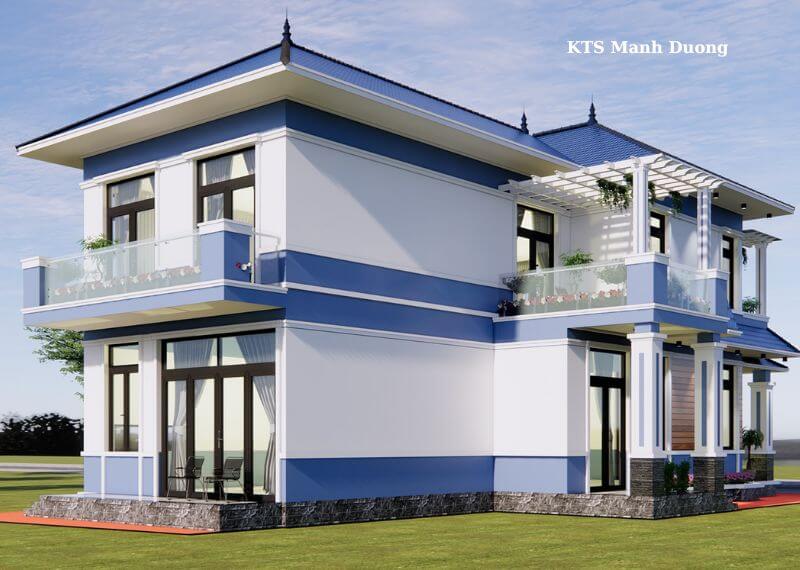 Mẫu nhà 8x12 1 trệt 1 lầu mái Nhật Nhất Tín