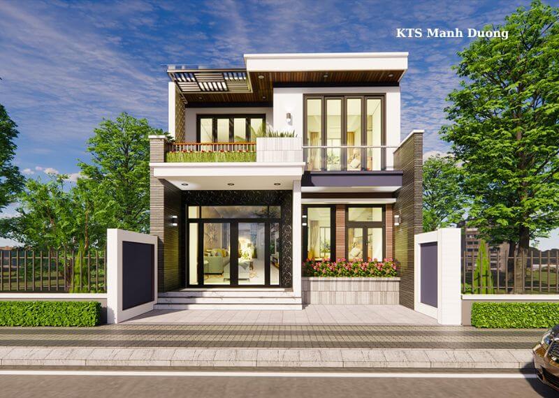 Mẫu nhà 8x12m 2 tầng có 4 phòng ngủ Hiện Đai Nhất Tín