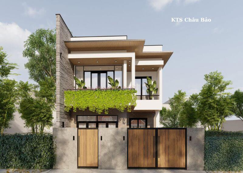 Mẫu nhà ống 1 lầu mái Bằng 8x12 Nhất Tín