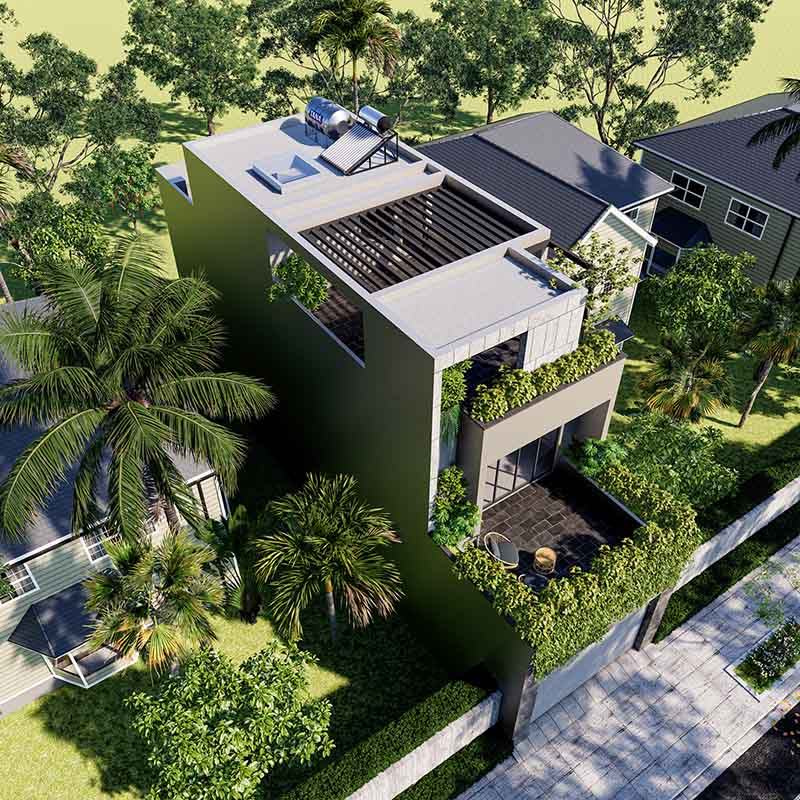 Mẫu nhà 1 trệt 1 lầu có sân thượng 5x20m Nhất Tín