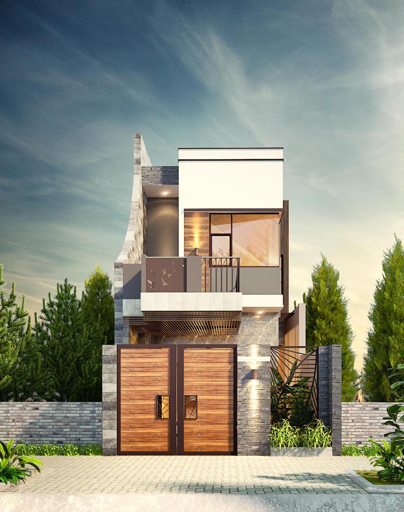 Mẫu nhà 1 trệt 1 lầu ngang 5m theo kích thước phổ biến Nhất Tín