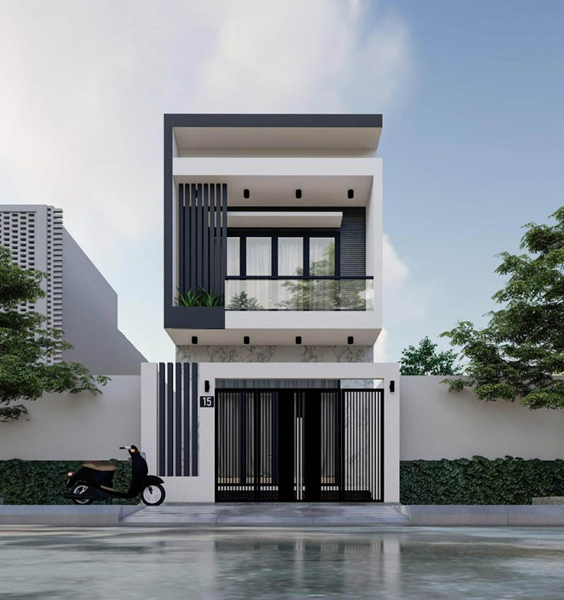 Mẫu nhà 1 trệt 1 lầu ngang 5m theo kích thước phổ biến Nhất Tín