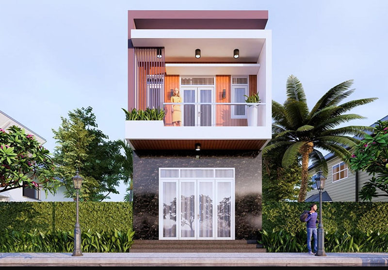 Mẫu nhà 1 trệt 1 lầu ngang 5m theo kích thước phổ biến Nhất Tín