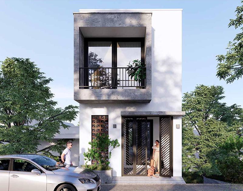 Mẫu nhà 1 trệt 1 lầu ngang 5m theo kích thước phổ biến Nhất Tín