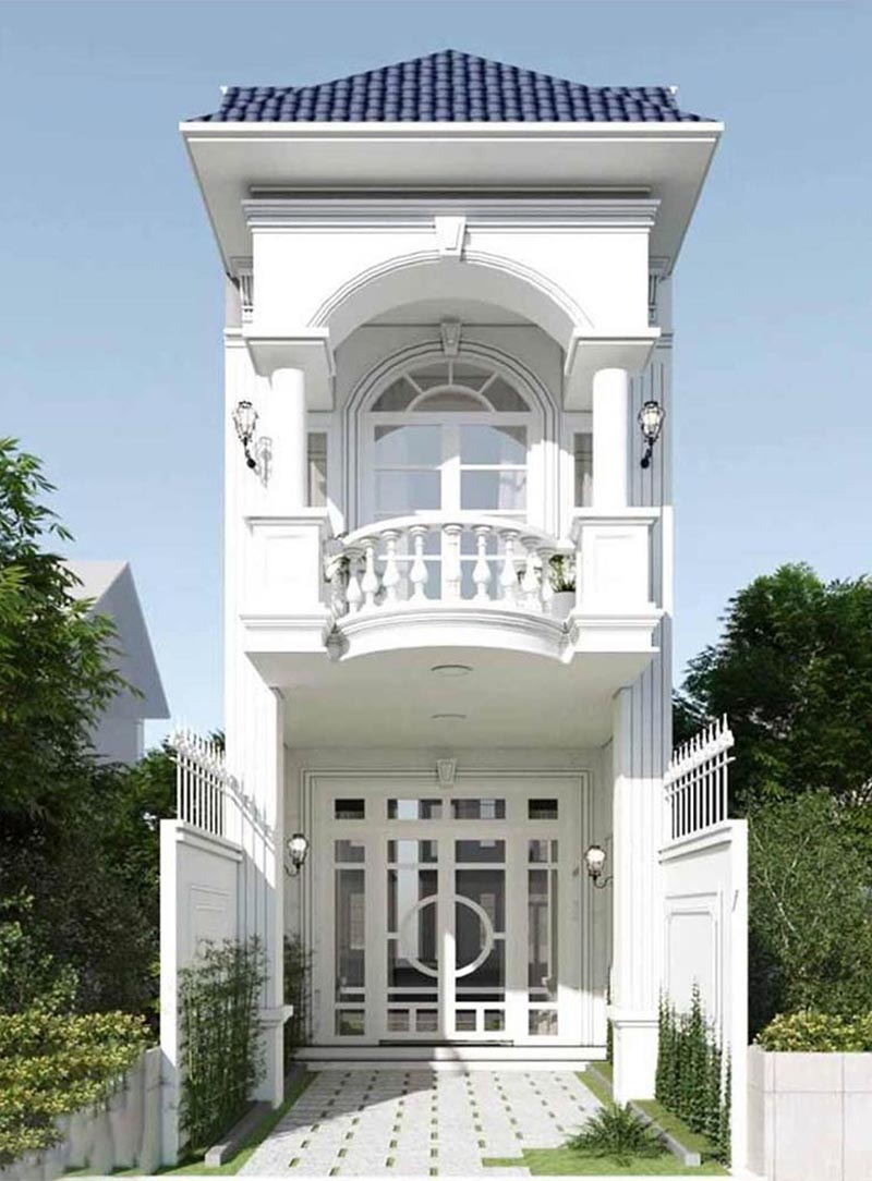 Mẫu nhà ngang 5m 1 trệt 1 lầu Tân Cổ Điển Nhất Tín