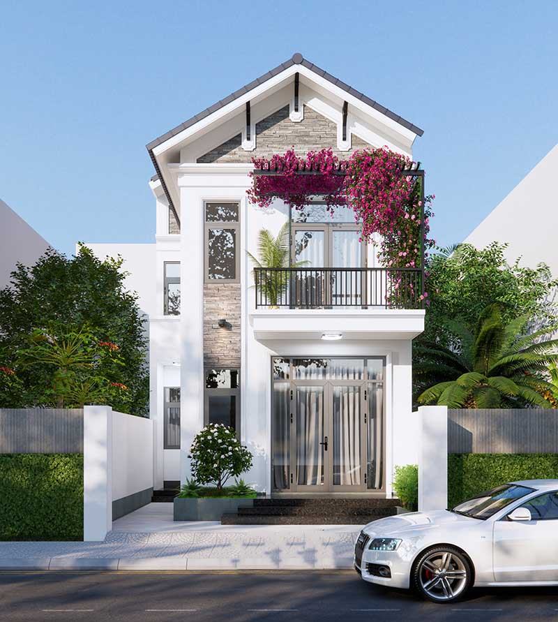 Nhà 1 trệt 1 lầu 3 phòng ngủ ngang 5m mái Thái Nhất Tín