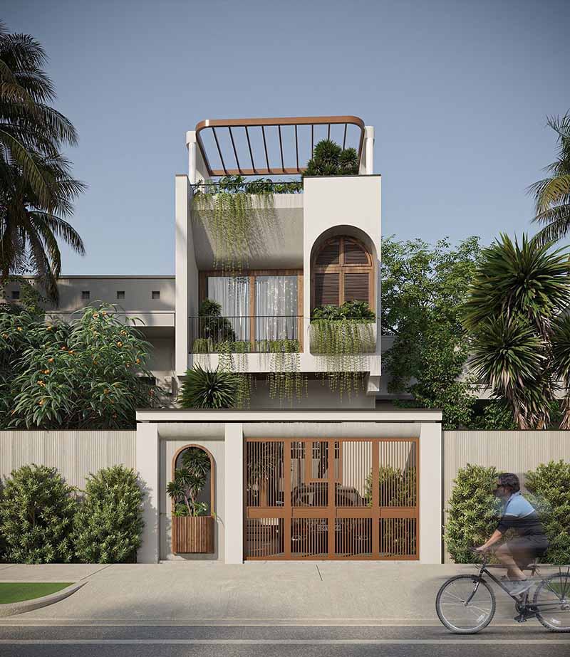 Nhà phố 1 trệt 1 lầu 5x17m có tầng tum sân thượng Nhất Tín