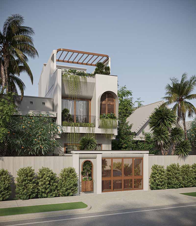 Nhà phố 1 trệt 1 lầu 5x17m có tầng tum sân thượng Nhất Tín