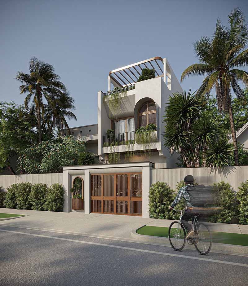 Nhà phố 1 trệt 1 lầu 5x17m có tầng tum sân thượng Nhất Tín