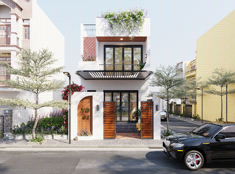 Nhà phố Hiện Đại 1 trệt 1 lầu ngang 5m 4 phòng ngủ Nhất Tín