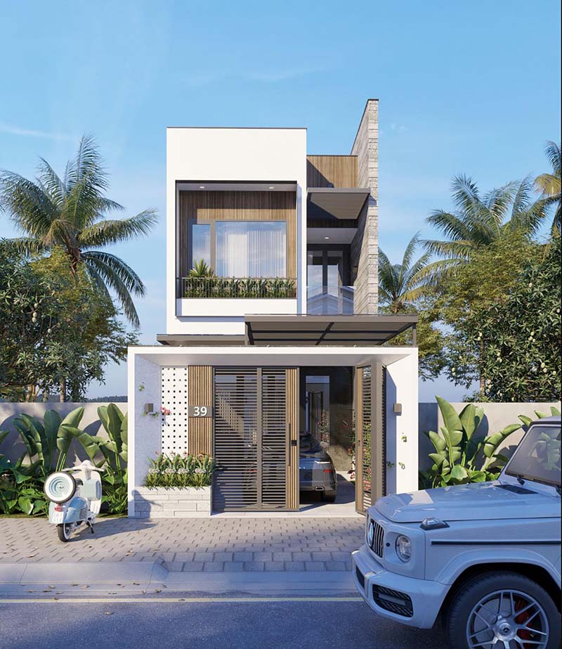 Thiết kế nhà 1 trệt 1 lầu ngang 5m Hiện Đại Nhất Tín