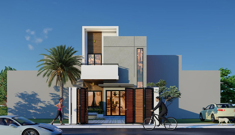 Thiết kế nhà 1 trệt 1 lầu ngang 5m Hiện Đại Nhất Tín