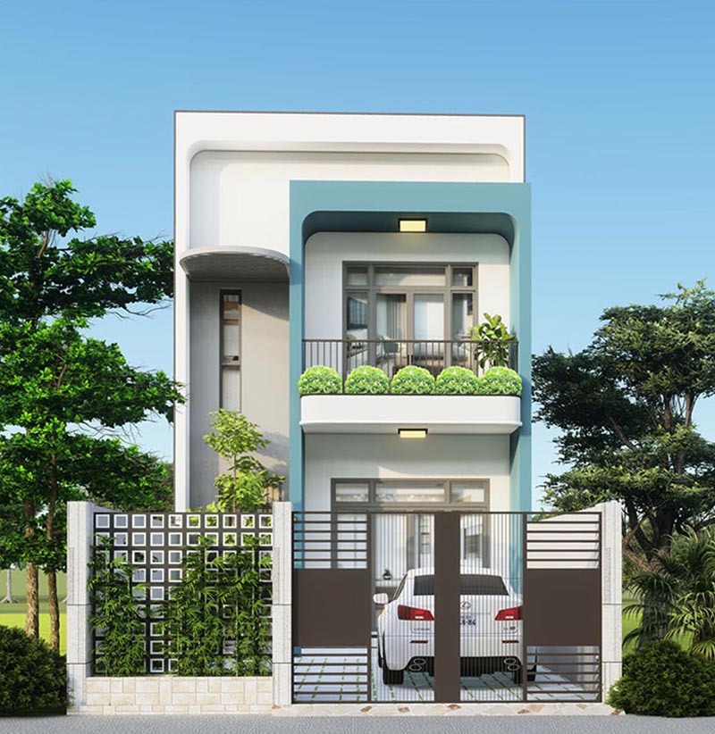 Thiết kế nhà 1 trệt 1 lầu ngang 5m Hiện Đại Nhất Tín