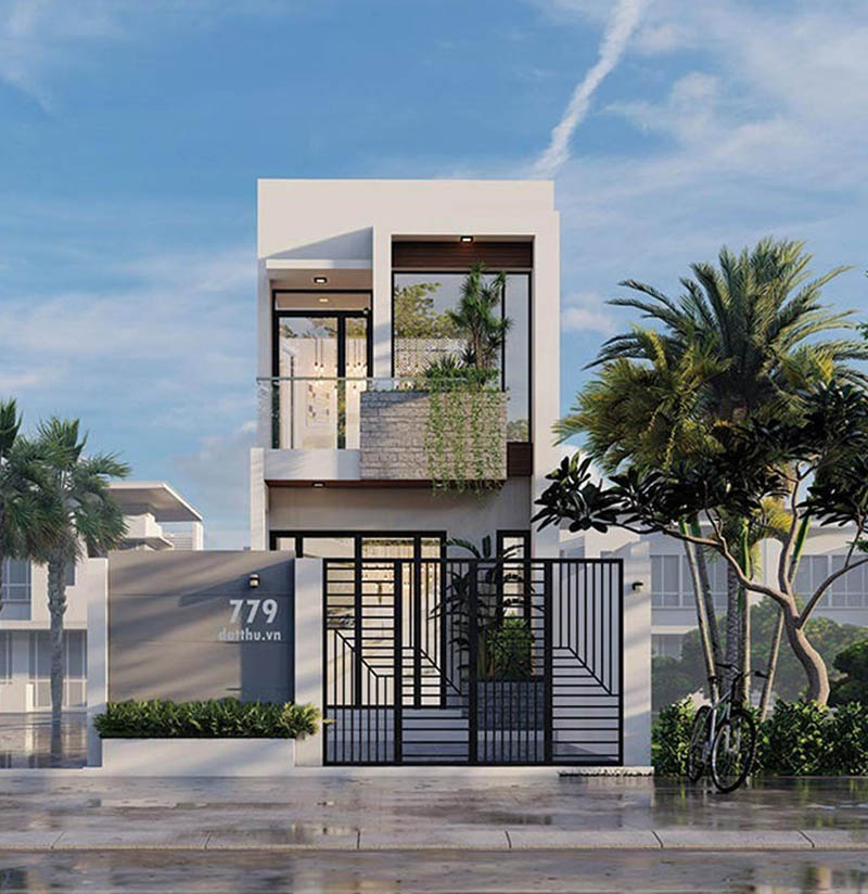 Thiết kế nhà 1 trệt 1 lầu ngang 5m Hiện Đại Nhất Tín