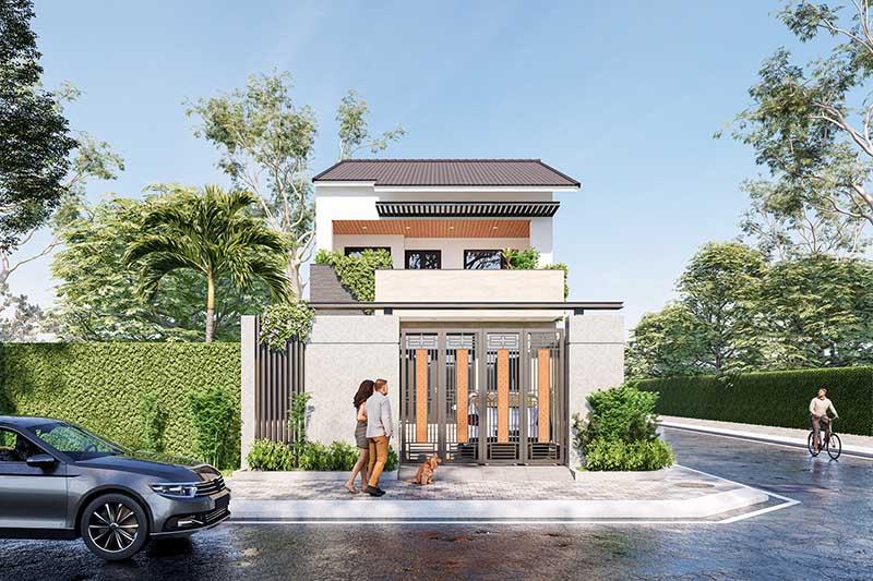 Nhà mái lệch 2 tầng ngang 5m Nhất Tín