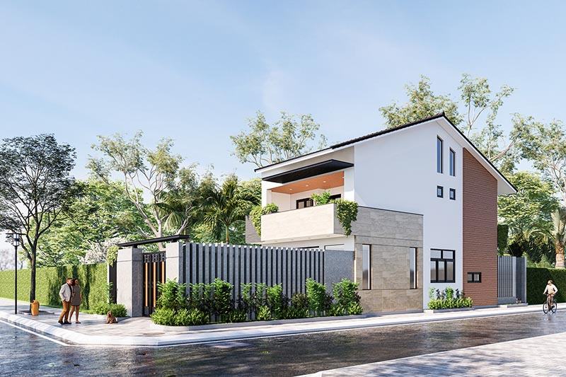 Nhà mái lệch 2 tầng ngang 5m Nhất Tín