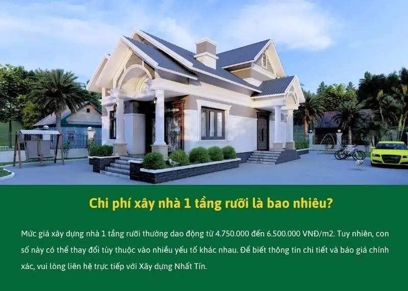 Chi phí xây nhà 1 tầng rưỡi hết bao nhiêu tiền Xây dựng Nhất Tín