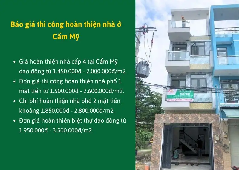Báo giá thi công hoàn thiện nhà ở Cẩm Mỹ Xây dựng Nhất Tín