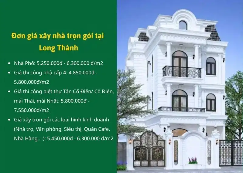 Giá Xây Nhà Trọn Gói Long Thành, Đồng Nai A – Z [Bảng giá mới nhất 2026]