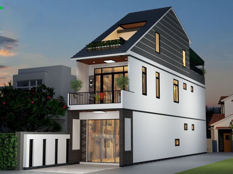 Mẫu nhà 4x17m 3 tầng có tầng gác mái độc đáo Xây dựng Nhất Tín