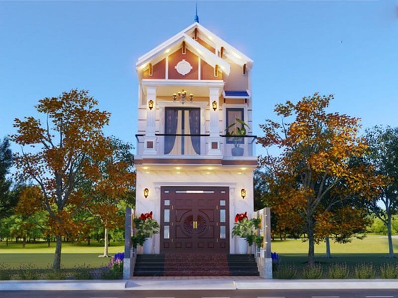 Mẫu thiết kế nhà 2 tầng 4x17 với kiến trúc mái Thái Xây dựng Nhất Tín