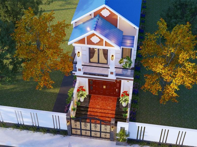 Mẫu thiết kế nhà 2 tầng 4x17 với kiến trúc mái Thái Xây dựng Nhất Tín