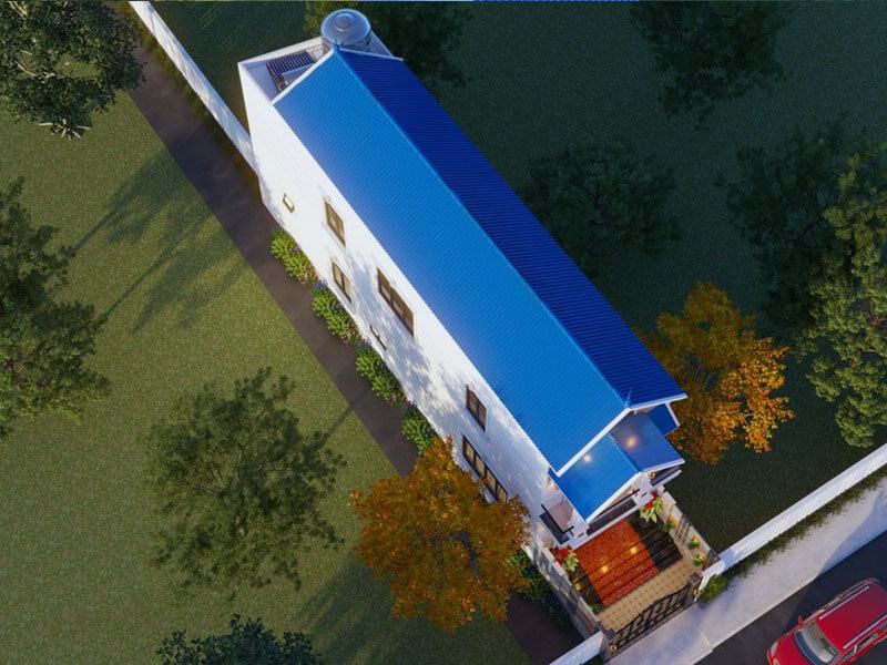 Mẫu thiết kế nhà 2 tầng 4x17 với kiến trúc mái Thái Xây dựng Nhất Tín