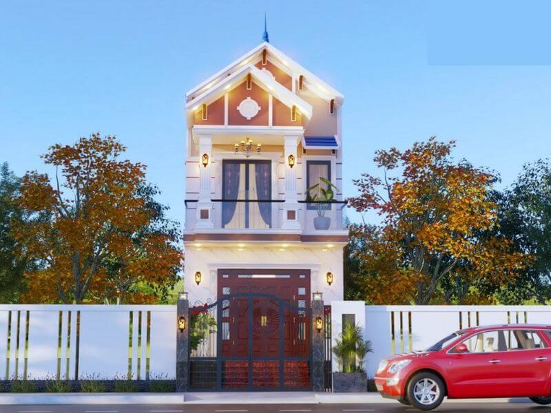 Mẫu thiết kế nhà 2 tầng 4x17 với kiến trúc mái Thái Xây dựng Nhất Tín