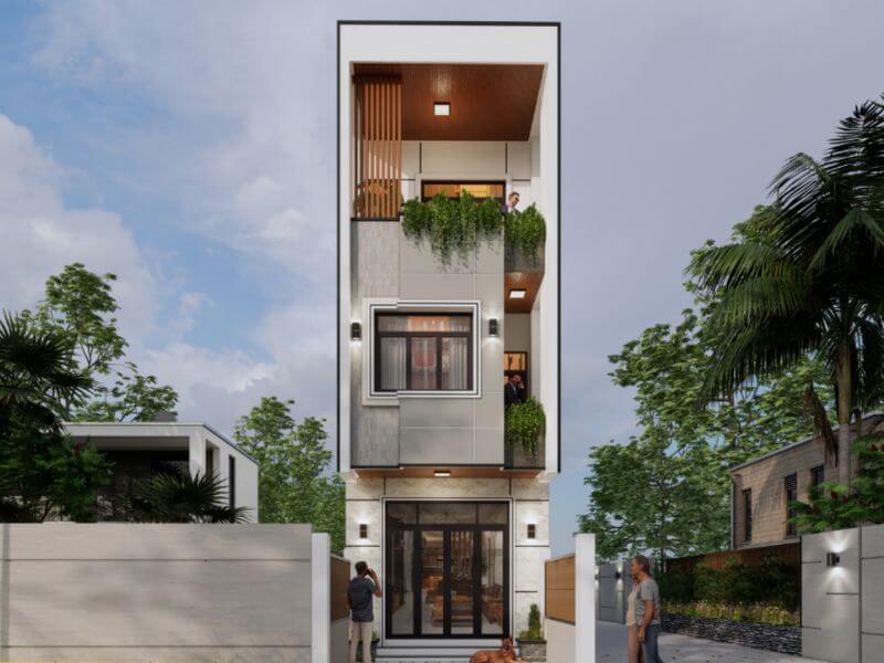 Mẫu thiết kế nhà mặt tiền 4m có 5 phòng ngủ (diện tích 4x17m) Xây dựng Nhất Tín