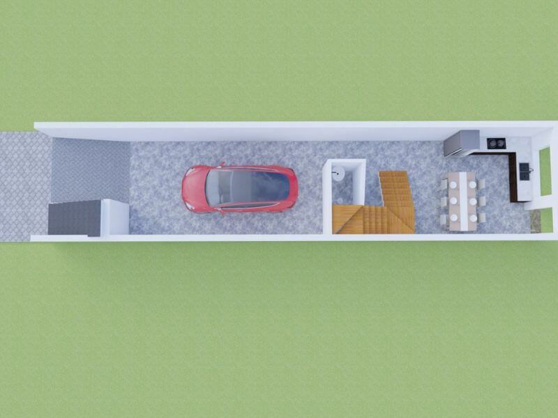 Phối cảnh nhà ống ngang 4m sâu 17m có tầng bán hầm Xây dựng Nhất Tín (1)