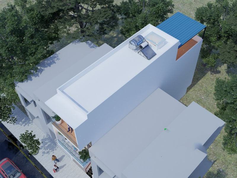 Phối cảnh nhà ống ngang 4m sâu 17m có tầng bán hầm Xây dựng Nhất Tín