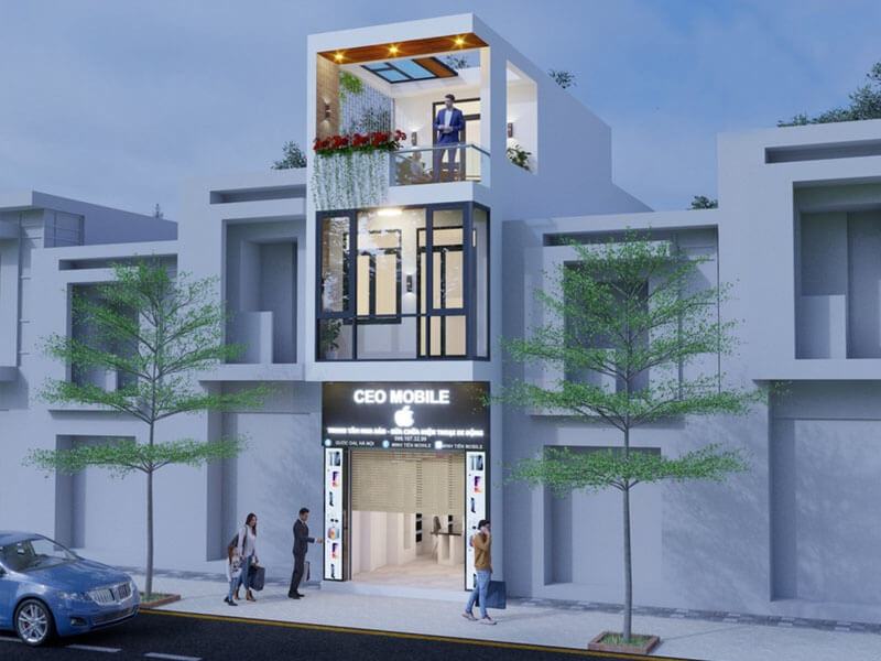 Thiết kế nhà ống 2 tầng 1 tum 4x17 kết hợp kinh doanh tầng trệt Xây dựng Nhất Tín