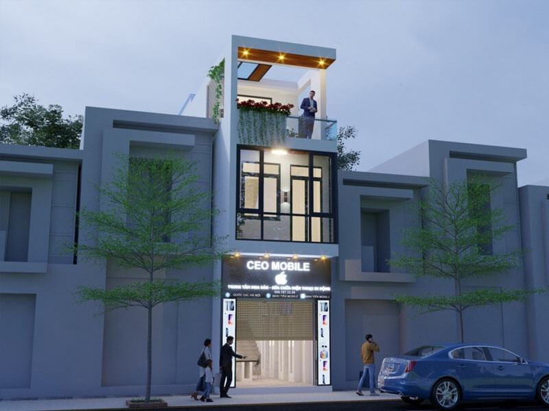 Thiết kế nhà ống 2 tầng 1 tum 4x17 kết hợp kinh doanh tầng trệt Xây dựng Nhất Tín