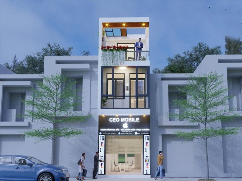 Thiết kế nhà ống 2 tầng 1 tum 4x17 kết hợp kinh doanh tầng trệt Xây dựng Nhất Tín