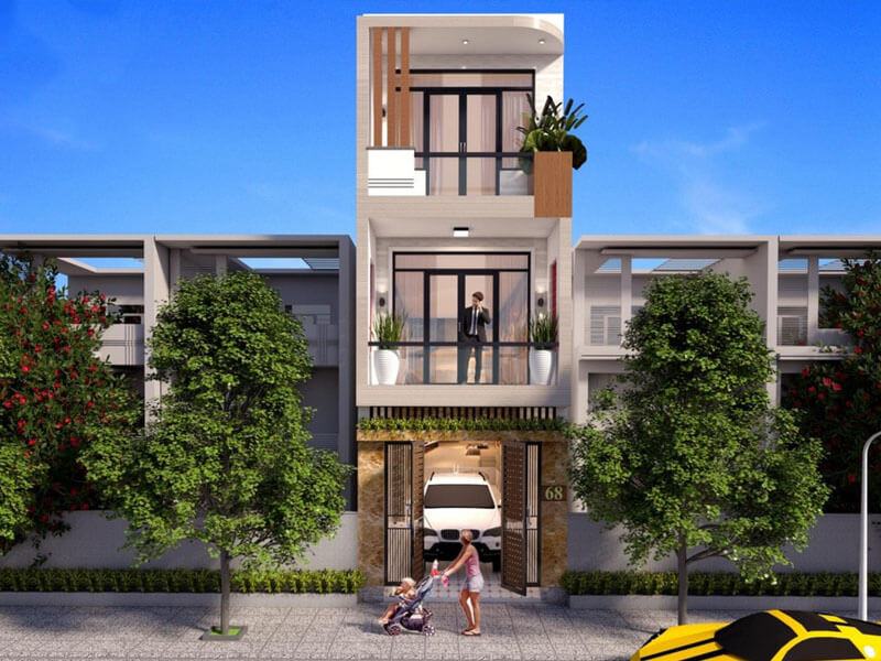 Thiết kế nhà ống 4x17m có gara ô tô Xây dựng Nhất Tín